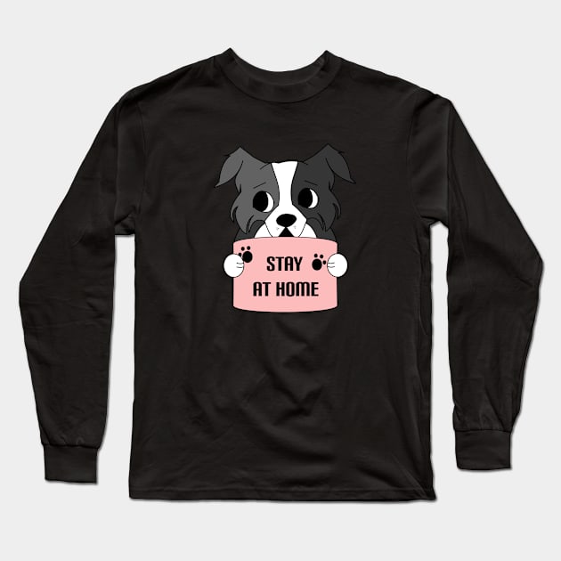 Stay at home - Border collie dog quarantine 2020 Long Sleeve T-Shirt by Ralph Hovsepian